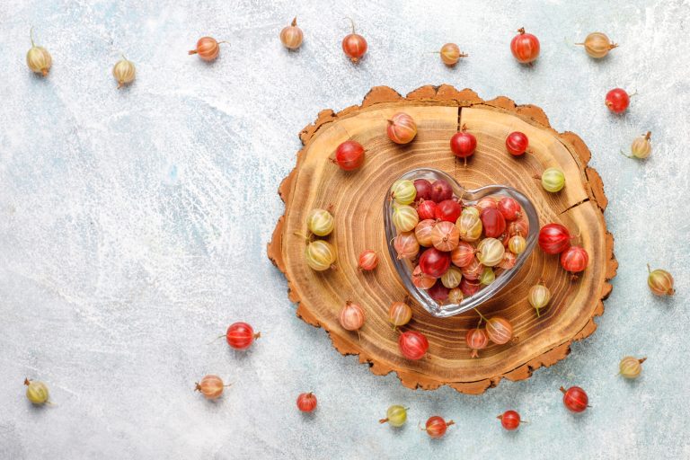 fresh organic sweet gooseberries bowl
