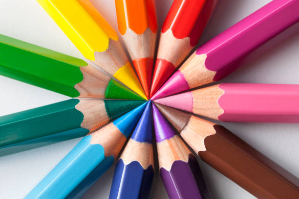 color pencils in circle composition.